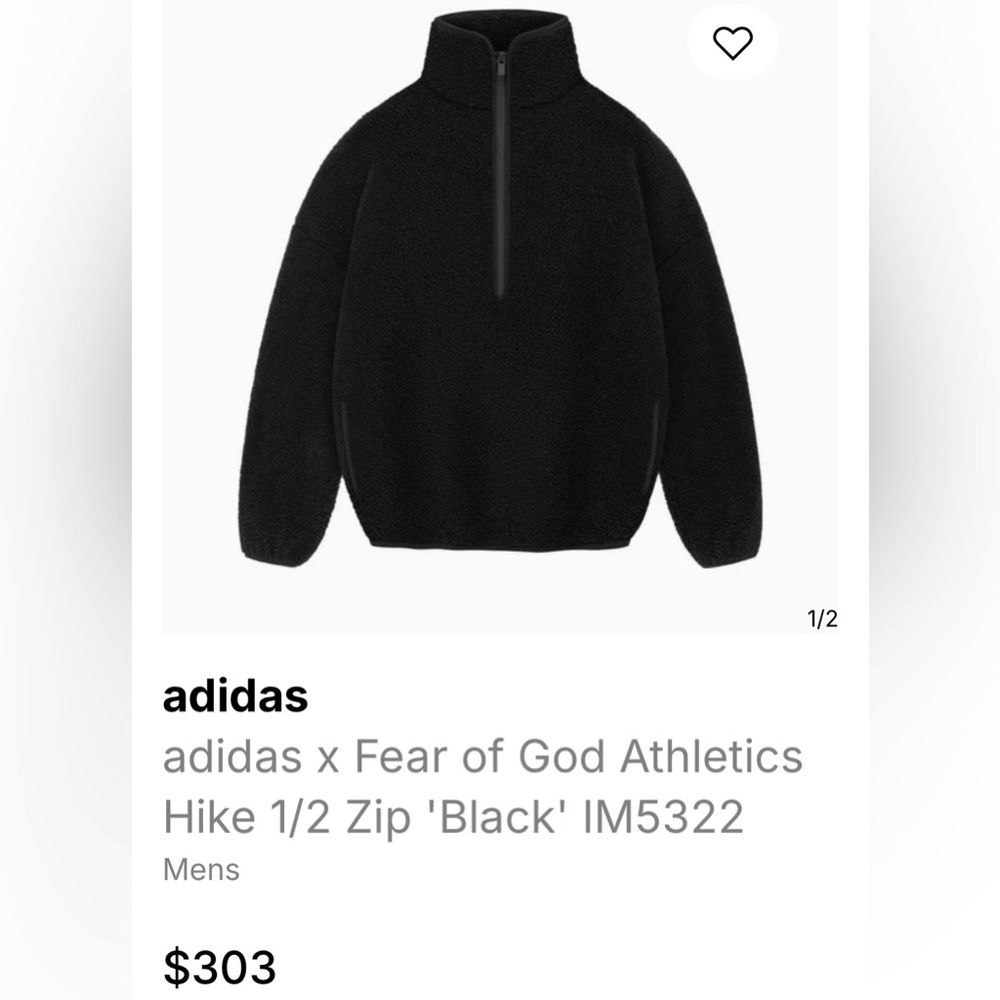 Adidas Fear of God Fleece Quarter Zip. Brand new with tags.